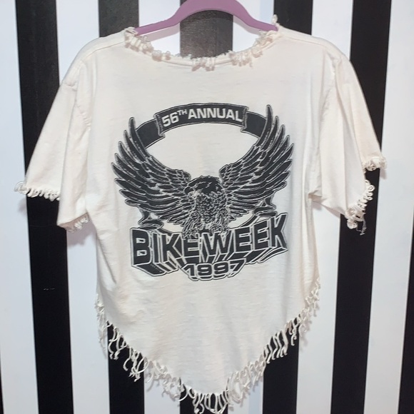 Rare Custom Fringe 1997 Daytona Bike Week Bald Eagle Vintage Cotton Tee Shirt - Picture 9 of 13